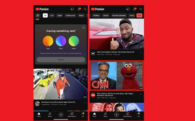 YouTube Tests Alternate Color Feeds for Premium Users